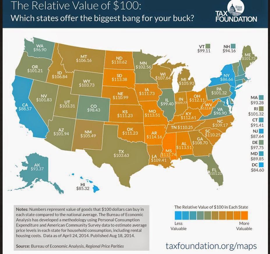 Cost Of Living By State Map