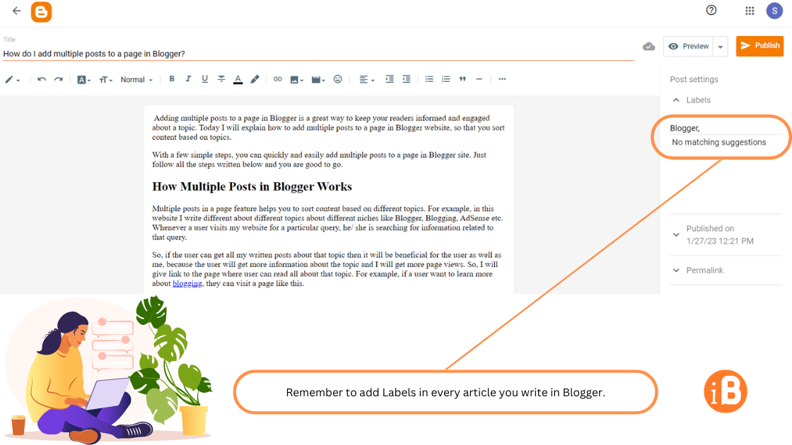 How do I add multiple posts to a page in Blogger?