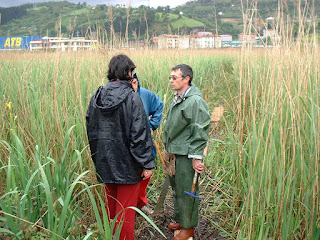 Ecologistas en el humedal de Ibarreta donde ahora está Megapark