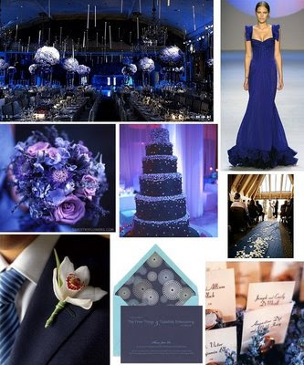 navy blue wedding storyboard with purple and silver