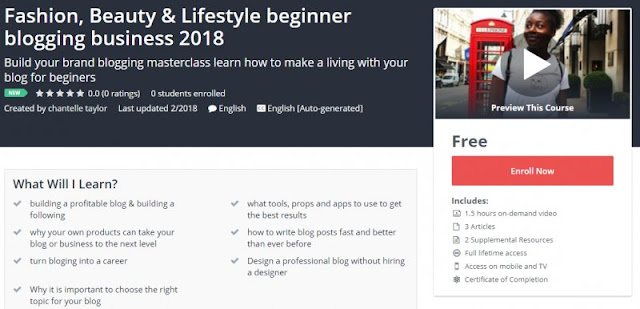 [100% Free] Fashion, Beauty & Lifestyle beginner blogging business 2018