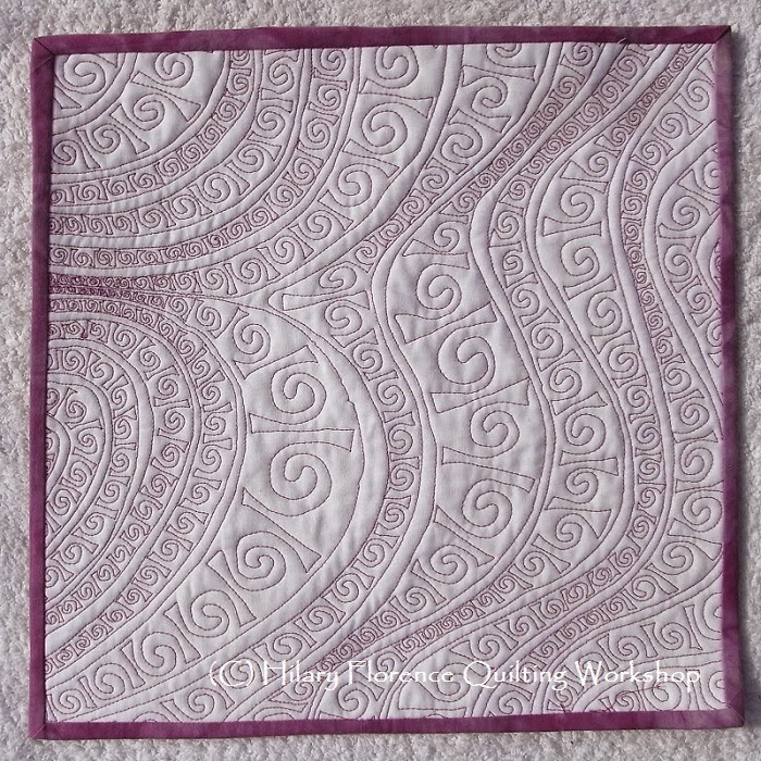 Hilary Florence Quilting Workshop, Round the Bend in 12 Squares, art quilt, free motion quilting and hand-dyed fabric.