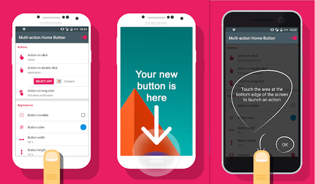 حل مشكلة توقف زر الهوم المعطوب مع تطبيق multi action home button pro apk