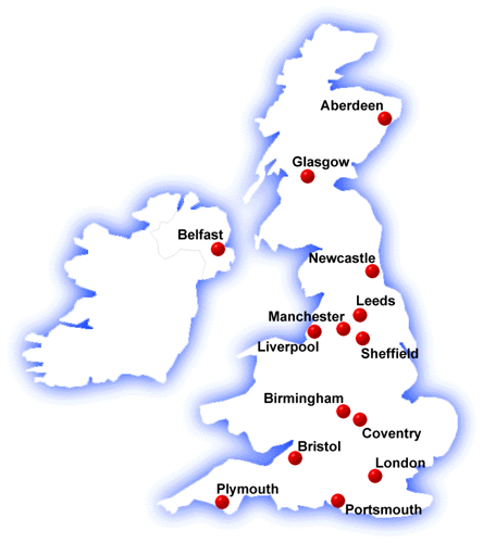 England Cities Area Map