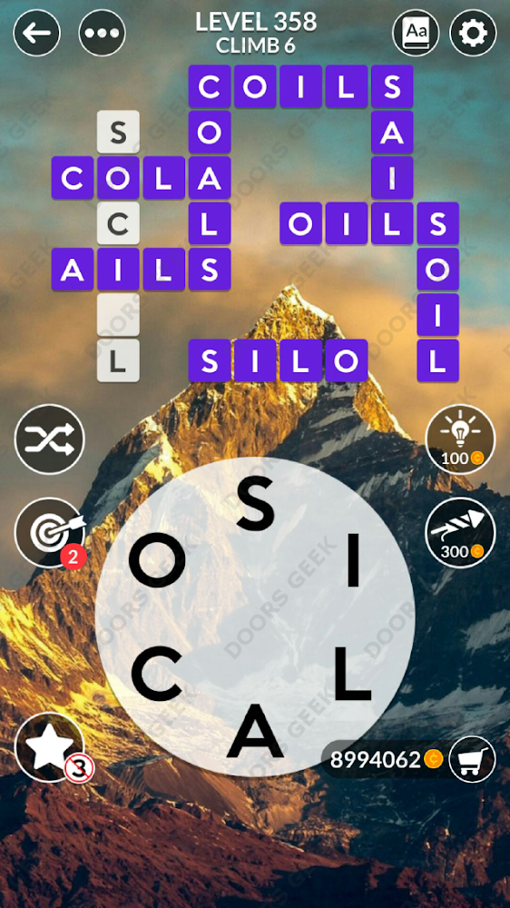 Wordscapes Level 358 answers, cheats, solution for android and ios devices.