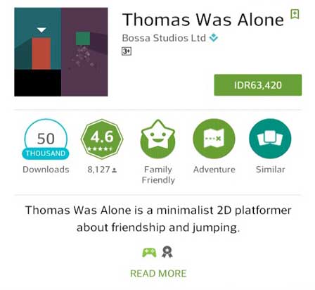 game android offline full Thomas was Alone
