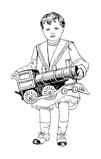 boy toy train christmas vintage illustration stock digital image