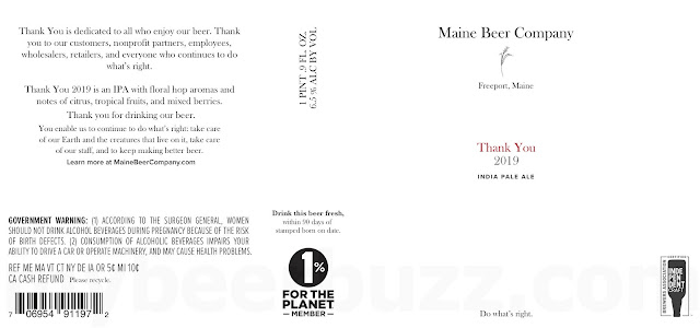 Maine Beer Adding Thank You 2019