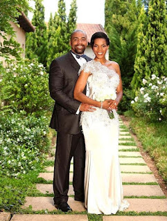 Shona Ferguson with his wife Shona Ferguson in their wedding dress