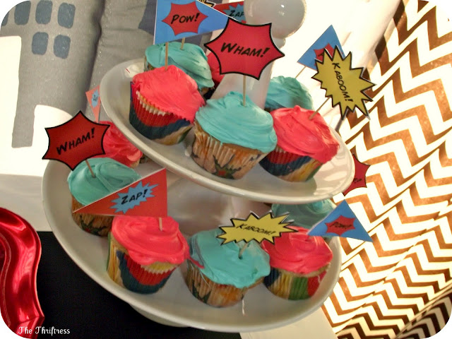 It is so simple to make these cute superhero sound effects cupcake toppers