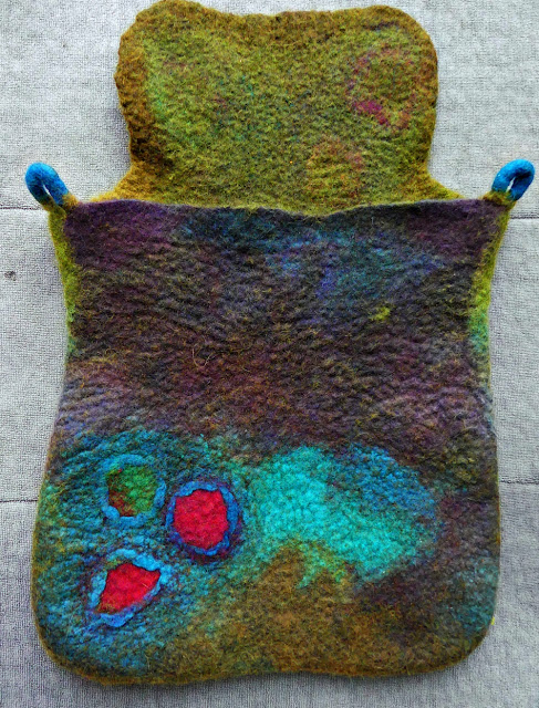 Wet Felted Bag in it final finished shape and size.