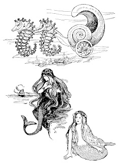 printable collage sheet mermaids seahorse clipart illustrations download