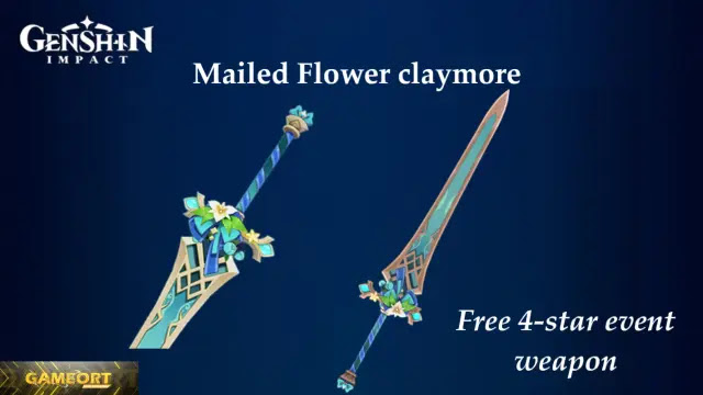 genshin mailed flower claymore, genshin 3.5 leaks, genshin 3.5 4 star free weapons, genshin impact 3.5 weapons, genshin 3.5 weapons