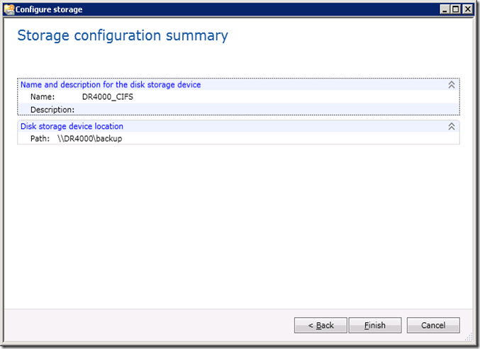 Storage configuration summary