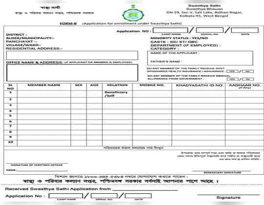 Swasthya Sathi Application Form Free PDF
