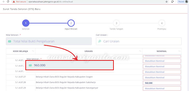 STS-Online, Cara Mengembalikan Kelebihan Dana BOS Propinsi Jateng