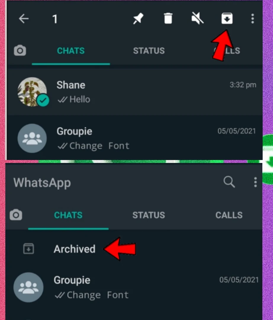 archiving feature in WhatsApp