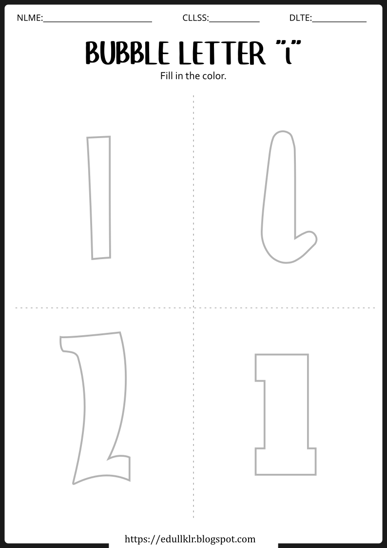 Bubble Letter l Worksheet