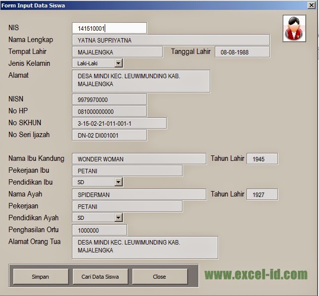 Form Input Data Siswa Berbasis Excel Versi Update Maret 