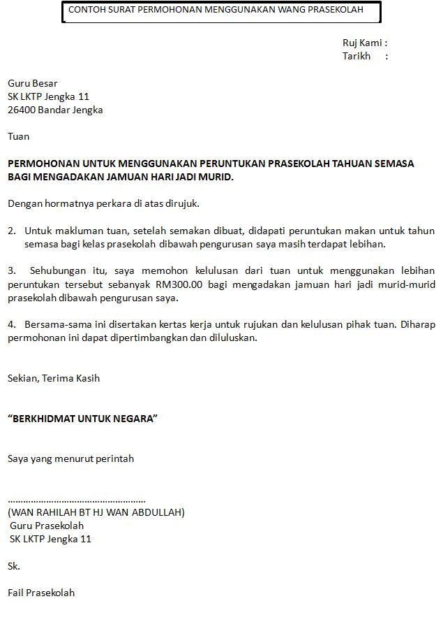 CIKGU EELA (IL) PRESCHOOLERS @ PCE: Contoh Surat-surat 