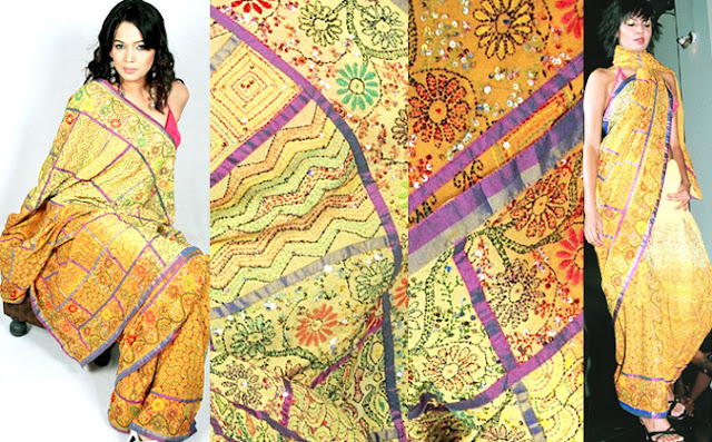 Heavy Embellished Designer Sari Blouse Pattern with Plain Saree for ...