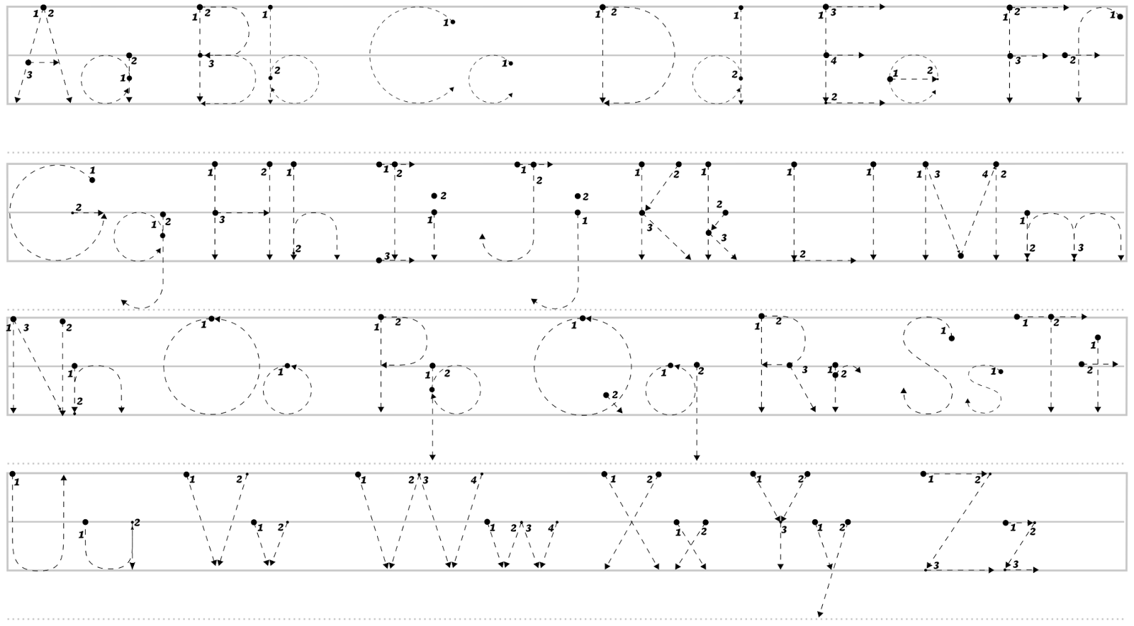 Stroke order worksheet for teaching how to write each