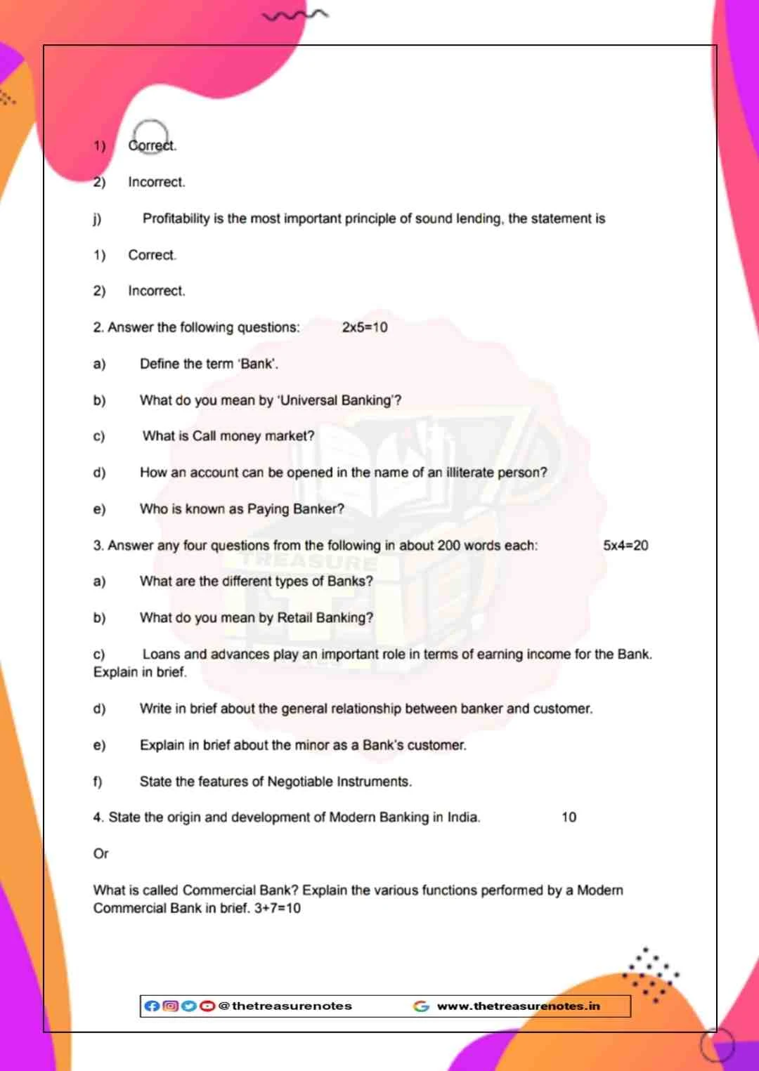 Banking Question Paper'2019 B.COM 5th Semester Gauhati University - The Treasure Notes