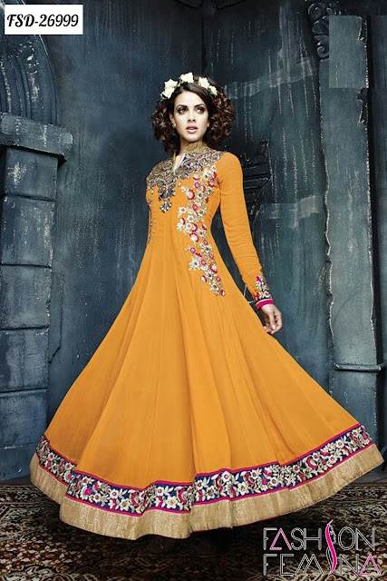 Orange anakali Salwar Suit