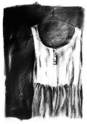 dress,charcoal drawing,original