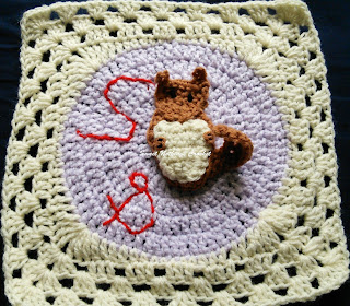 free crochet pattern, free crochet mitered granny square pattern, free crochet alphabet motif pattern, free crochet alphabet mitered granny square pattern, free crochet S for Squirrel mitered granny square pattern, free crochet S for Squirrel motif pattern, Oswal Cashmilon, Pradhan Stores, Project Chemo Crochet,