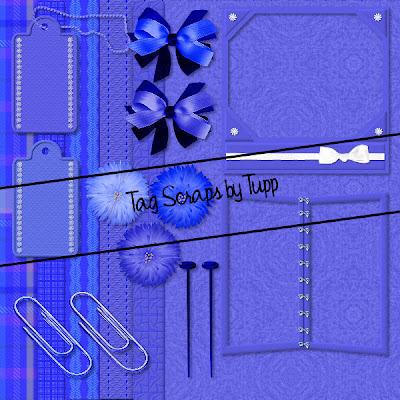 Shades of blue. Personal use only. Kit contains: 6 papers, 2 bows, 