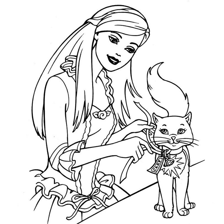  Coloring  Page  Barbie  And Cat  Screenfonds