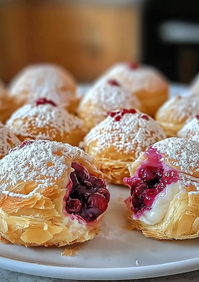 Cream and Berry-Filled Pastry Balls