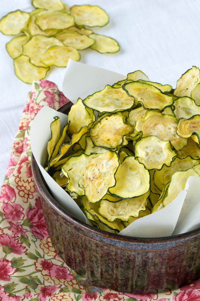 Salt and Vinegar Zucchini Chips - These Easy Crispy Salt and Vinegar Zucchini Chips are only 40 calories per serving, gluten free, grain free and low carb too!