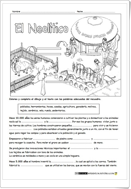 "El Neolítico" (Ficha de Historia de Primaria)