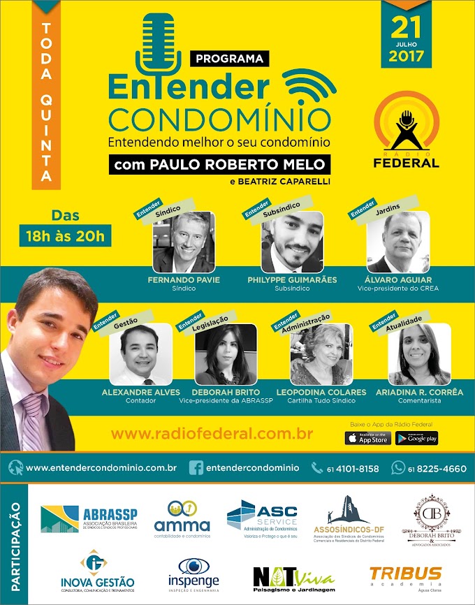 Estreia hoje a temporada 2016 do programa Entender Condomínio na Rádio Federal