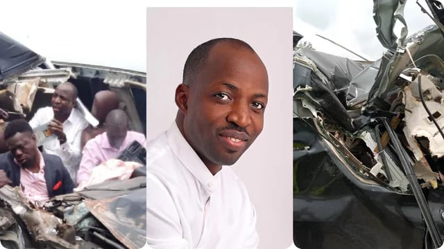 Auto Crash: Gospel singer Dunsin Oyekan escapes death [Video]