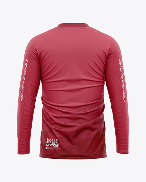 Download Men’s Long Sleeve Soccer Jersey T-shirt Mockup - Back View - Football Jersey Soccer T-shirt