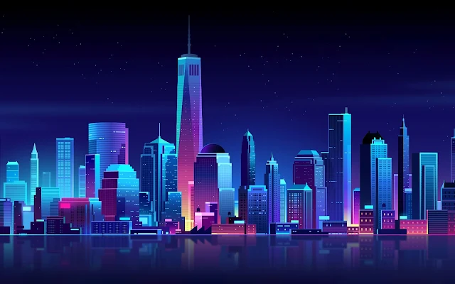 Free New York City Nightscape wallpaper. Click on the image above to download for HD, Widescreen, Ultra HD desktop monitors, Android, Apple iPhone mobiles, tablets.