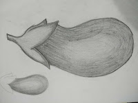 Harmony Arts Academy Drawing Classes Thursday 18-July-19 Anusha Yogesh Bhojane 11 yrs Brinjal Natural Objects Drawing Grade Pencils, Paper SSDP - Pencil Sketching