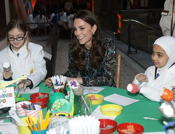 Duchess Catherine of Cambridge - Kate Middleton wore L.K. Bennett Cersei Evergreen Silk Dress