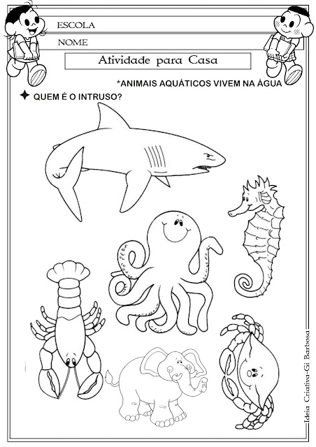 Atividade Animais Aquáticos para Casa