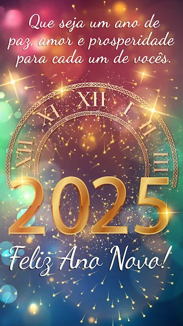 Cartão com Frase de Feliz Ano 2025 para Todos