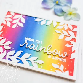 Sunny Studio Stamps: Over The Rainbow Rainbow Word Die Botanical Backdrop Dies Everyday Card by Mona Toth 