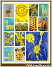 photo of: G is for Giraffe, Art Projects from Preschool to 1st grade focused on Giraffe Theme