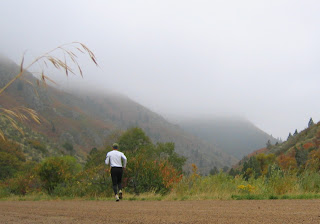 Terry enjoying the glorious mists of Waterton Canyon