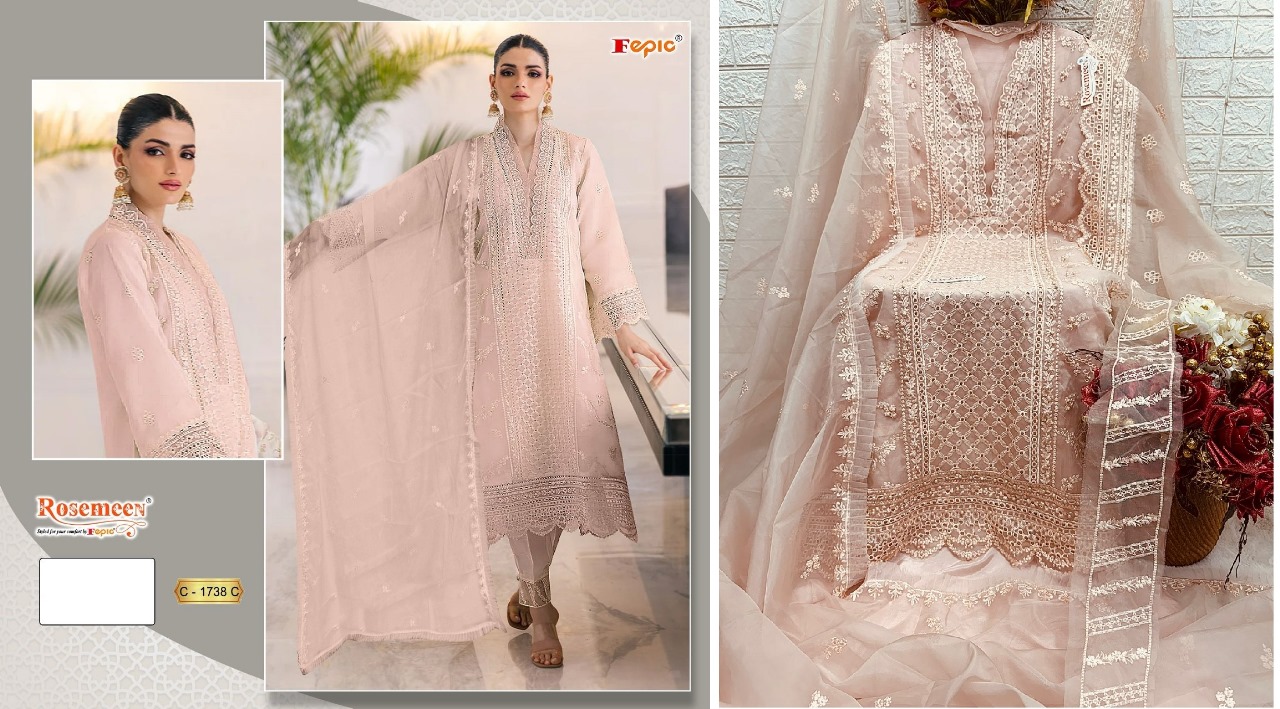 1738 Fepic Organza Embroidered Pakistani Salwar Suits