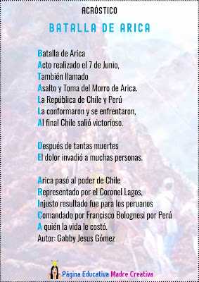 Imagen: Acróstico de Batalla de Arica para imprimir