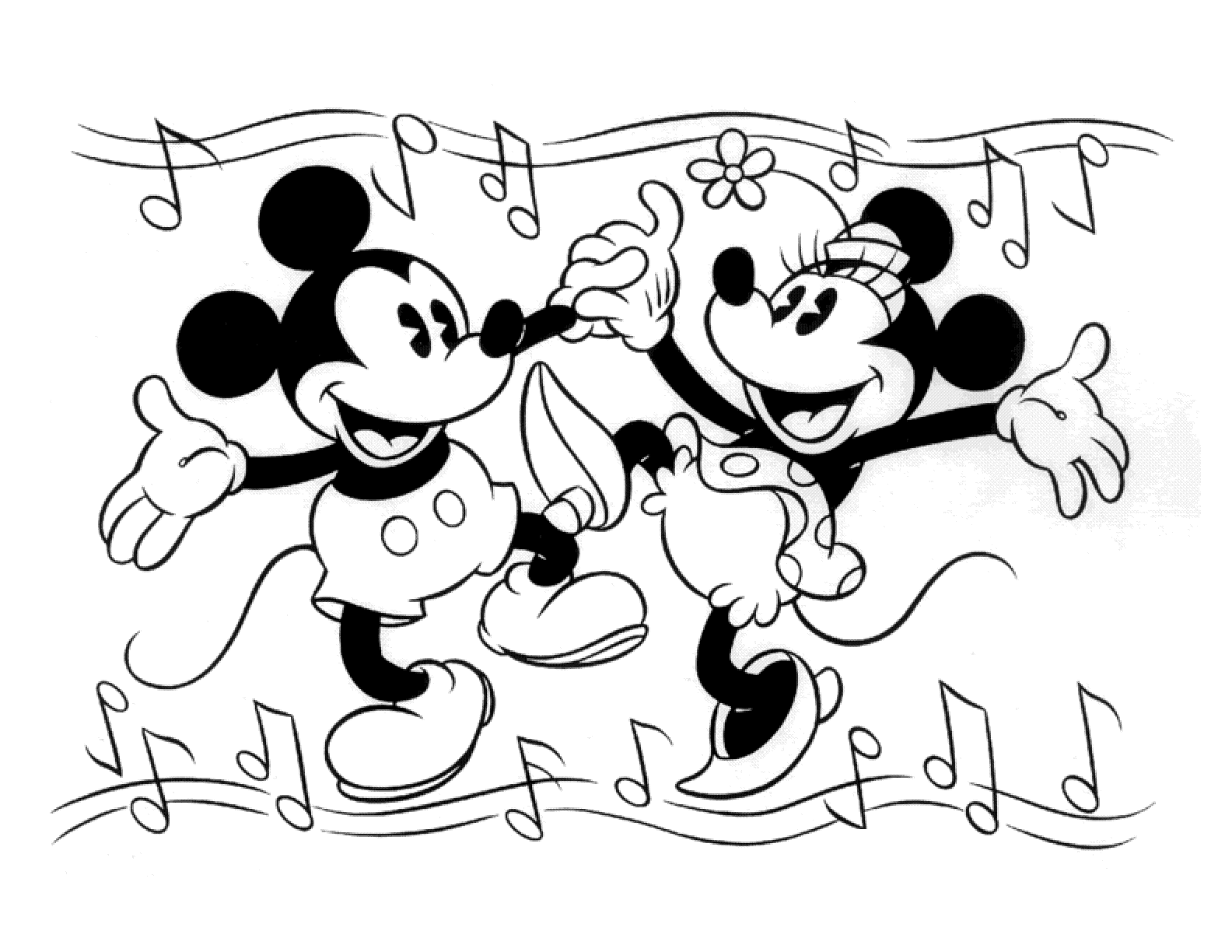 Colour Drawing Free Wallpaper: Disney Beautiful Lovely Couple Mickey Mouse And Minnie Mouse 