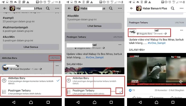 cara mengurutkan postingan facebook mudah